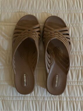 Okabashi Brown Woven-Style Slide Sandals for Women